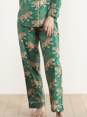 PRINTFRESH Bagheera Pajama Pants XXS/XS Forest Green Leopard Cotton Print Fresh